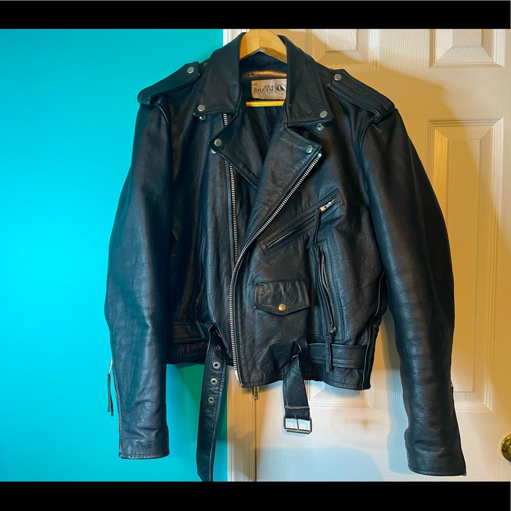 VINTAGE SEA DREAM LEATHER MOTO JACKET SIZE 46 men
